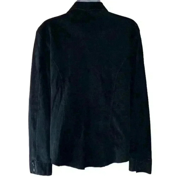 Brandon Thomas Suede Leather Jacket Black Women's Size Small Button Front Blazer - Picture 4 of 7